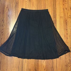 REQUIREMENTS Black Sheer Midi Skirt XL NWT Elastic Waist Lined
